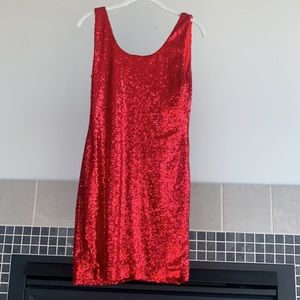 Red sequin dress